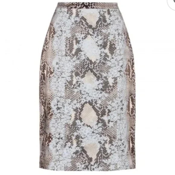 ERDEM Ari snake printed pencil skirt w/ blue lace panel, silk lining - US 8 - Picture 2 of 15